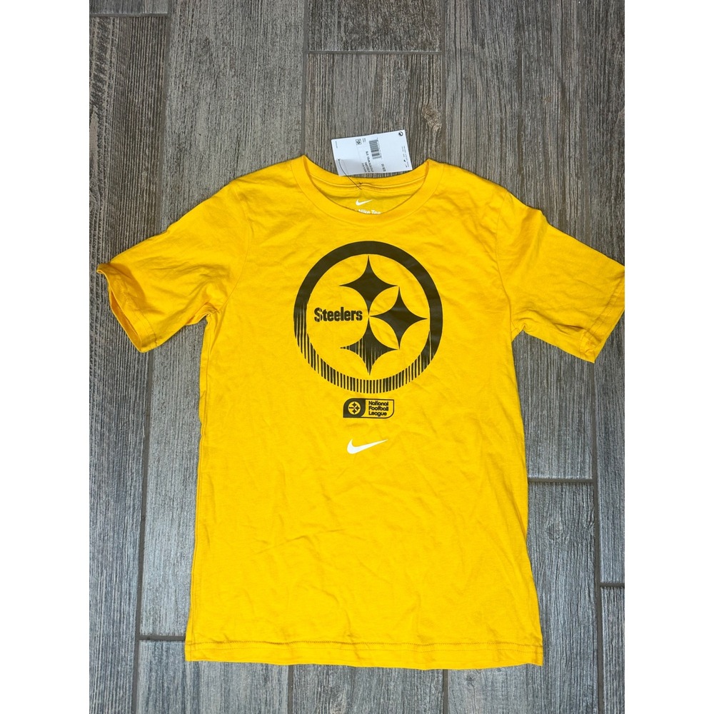 Nike Steelers Youth T-Shirt Yellow NFL‎ Football Tee Kids Size Medium NWT
